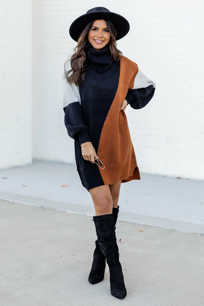 Buy π Pink Lily Come With Me Black Colorblock Turtleneck Sweater π Dress π 1 Buy π Pink Lily Come With Me Black Colorblock Turtleneck Sweater π Dress π