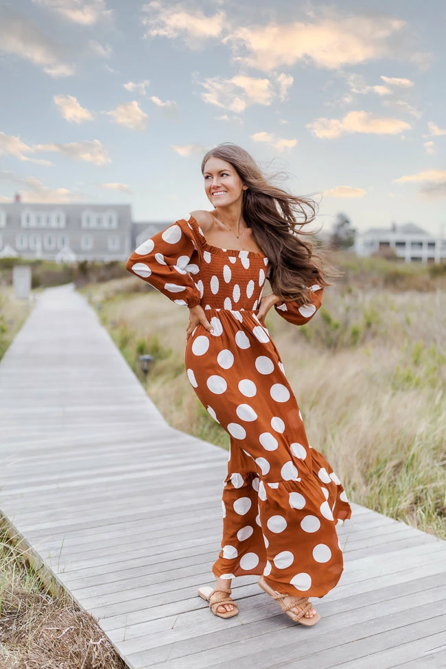 Top 10 π CAITLIN COVINGTON X PINK LILY Bluff Walk Brown Polka Dot Off The Shoulder Maxi π Dress FINAL SALE π― 7 Top 10 π CAITLIN COVINGTON X PINK LILY Bluff Walk Brown Polka Dot Off The Shoulder Maxi π Dress FINAL SALE π― - Image 7