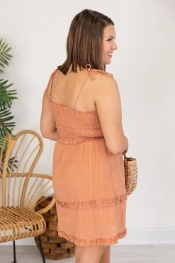 Budget 🔔 Pink Lily Somebody Like You Terracotta 👗 Dress FINAL SALE ✔️ -Cheap dresses Store 4W3A3902 650x