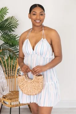 Wholesale 😉 Pink Lily A Heartbeat Song Striped Blue/Pink 👗 Dress FINAL SALE 🎉 -Cheap dresses Store 4W3A3926 650x