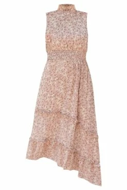 Best Sale 🧨 Pink Lily Darling Moment Taupe Mock Neck Floral Midi 👗 Dress 🛒 -Cheap dresses Store DarlingMomentTaupeMockNeckFloralMidiDress 650x