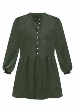 Deals 😉 Pink Lily Lasting Daydream Olive Henley Babydoll Ribbed 👗 Dress ✔️ -Cheap dresses Store LastingDaydreamOliveHenleyBabydollRibbedDress 650x