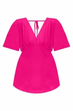 Outlet 💯 Pink Lily Midnight Hour Hot Pink Drape Front Mini 👗 Dress 🛒 -Cheap dresses Store MidnightHourHotPinkDrapeFrontMiniDress 650x