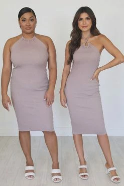 Hot Sale ⌛ Pink Lily On The List Taupe Halter Ribbed Midi Bodycon 👗 Dress 😉 -Cheap dresses Store c8c0681999b8476cbc21c48a4646c851.thumbnail.0000000 530x530