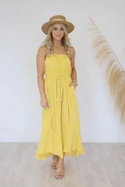 Best Pirce ⭐ Pink Lily Marigold Sunset Yellow Strapless Button Detail Midi 👗 Dress FINAL SALE 🔔 -Cheap dresses Store f5b61140af7f423fb326a15b85d94c7f.thumbnail.0000000 530x530