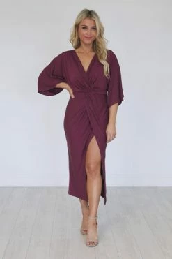 Best Pirce 🥰 Pink Lily Can't Be Outdone Wine Twist Detail Midi 👗 Dress 💯 -Cheap dresses Store f7b2689a3c474333af535210a7404f90.thumbnail.0000000000 530x530
